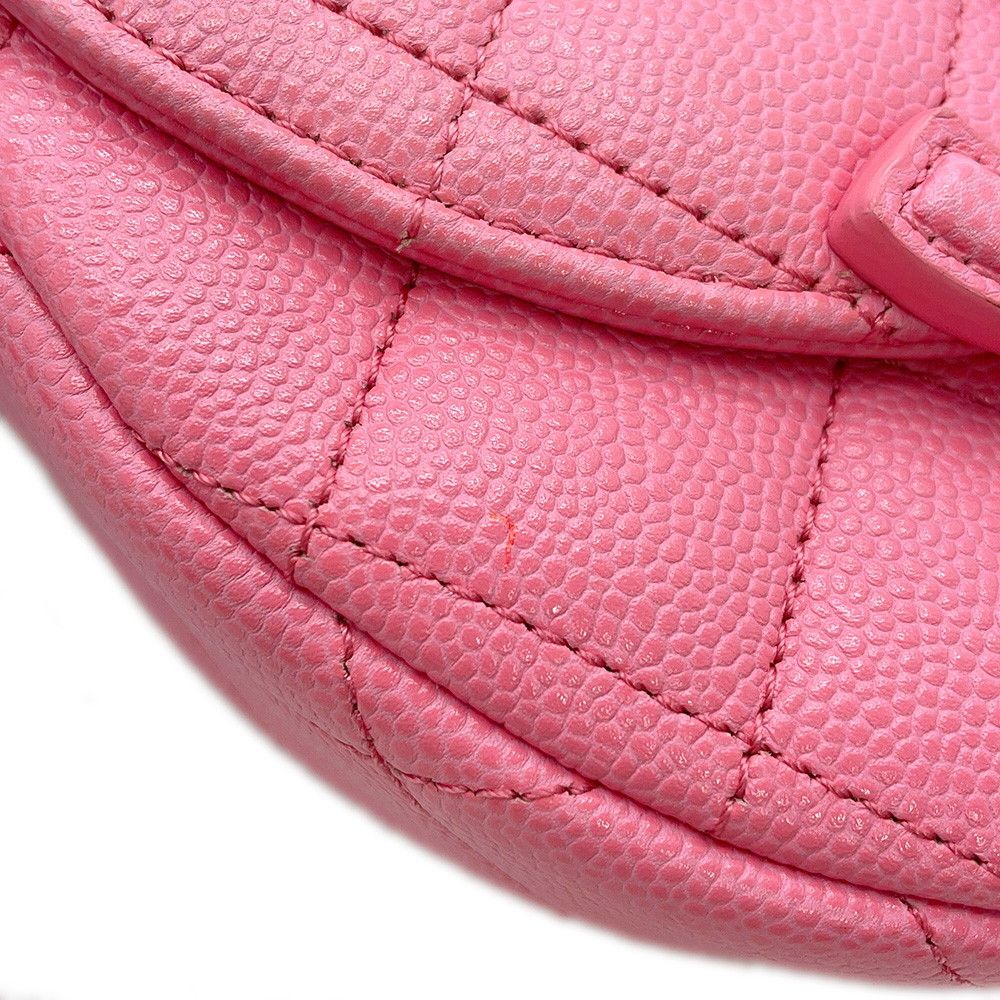 Chanel Chain Shoulder Bag Mini Messenger Quilted CC Logo Caviar Leather — view 7