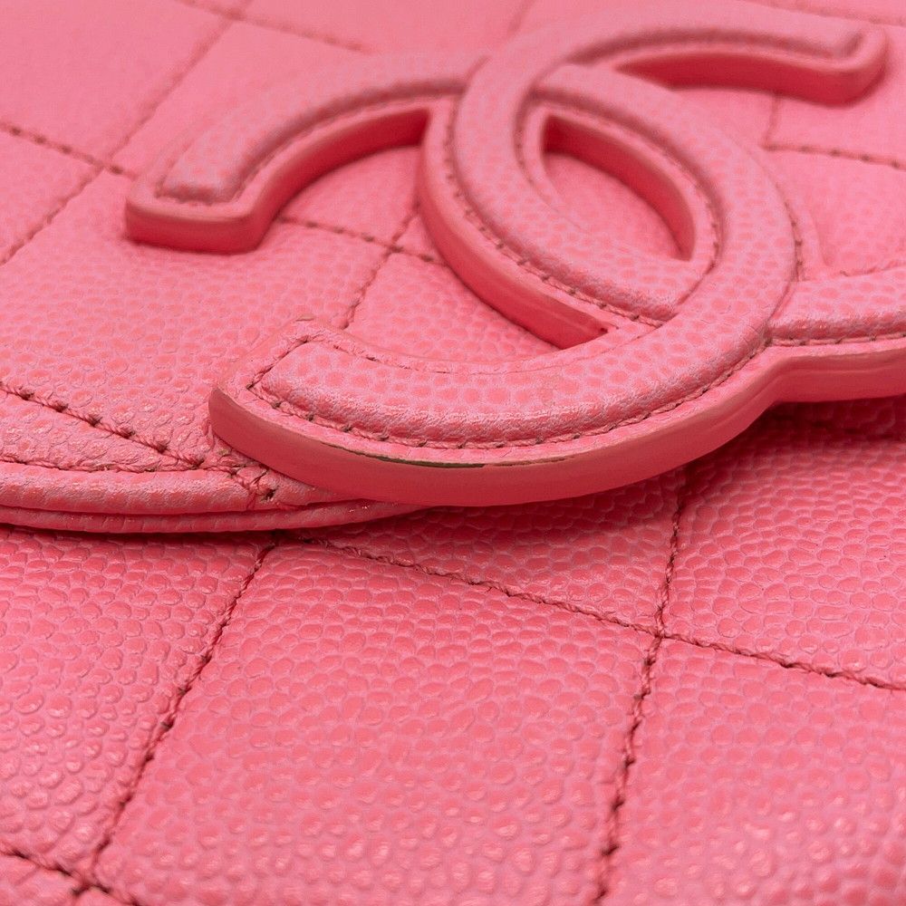 Chanel Chain Shoulder Bag Mini Messenger Quilted CC Logo Caviar Leather — view 8