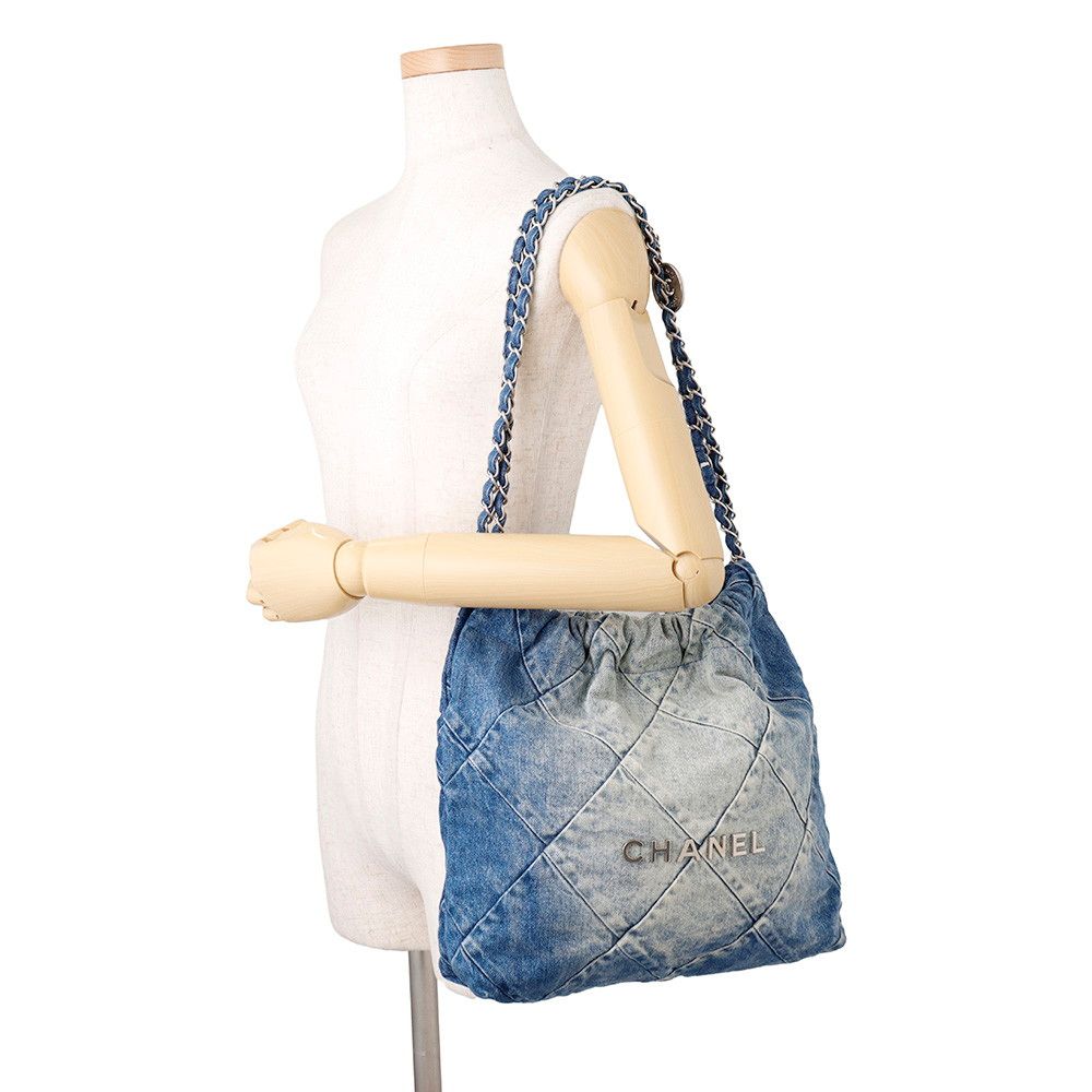 Chanel Chain Shoulder Bag Chanel 22 Quilted Small Denim — view 4