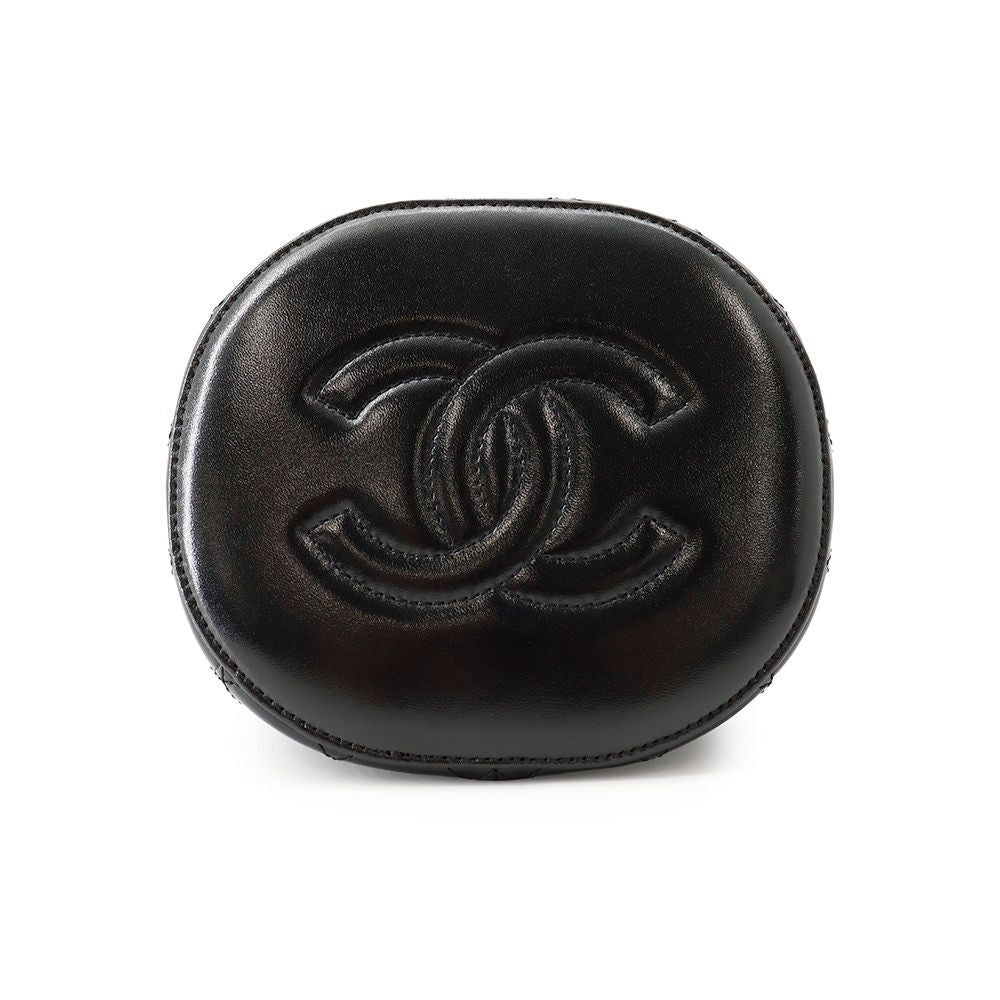 Chanel Chain Shoulder Bag CC Logo Quilted Around Shiny Lambskin Black — view 3