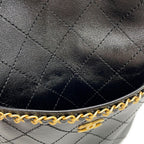 Chanel Chain Shoulder Bag CC Logo Quilted Around Shiny Lambskin Black — view 8