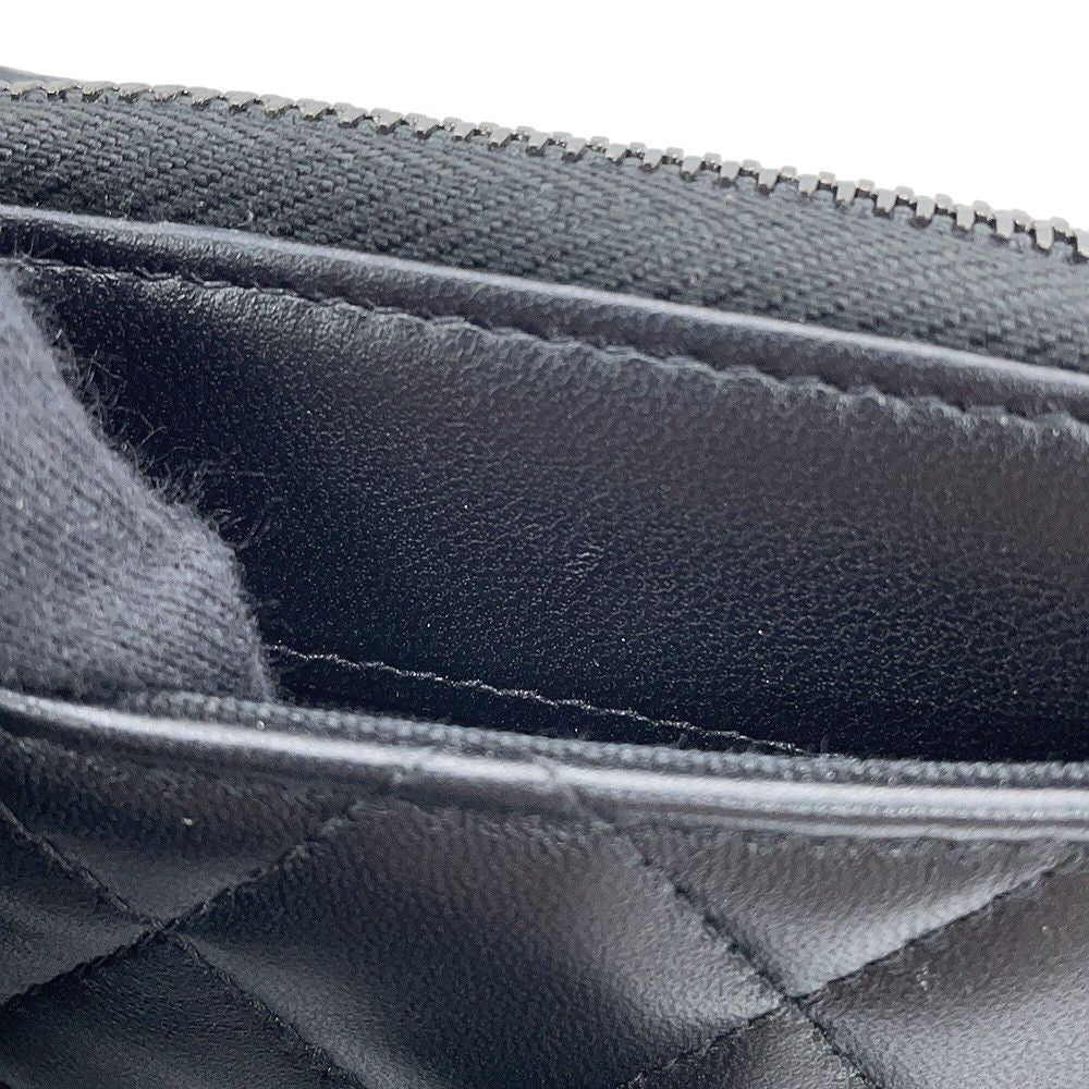Chanel Coin Purse Quilted CC Logo Classic Zip Lambskin Wallet Black — view 6