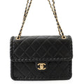 Chanel Chain Shoulder Bag Quilted CC Logo Single Flap Black