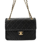 Chanel Chain Shoulder Bag Quilted CC Logo Single Flap Black