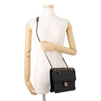 Chanel Chain Shoulder Bag Quilted CC Logo Single Flap Black — view 5