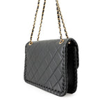 Chanel Chain Shoulder Bag Quilted CC Logo Single Flap Black — view 2