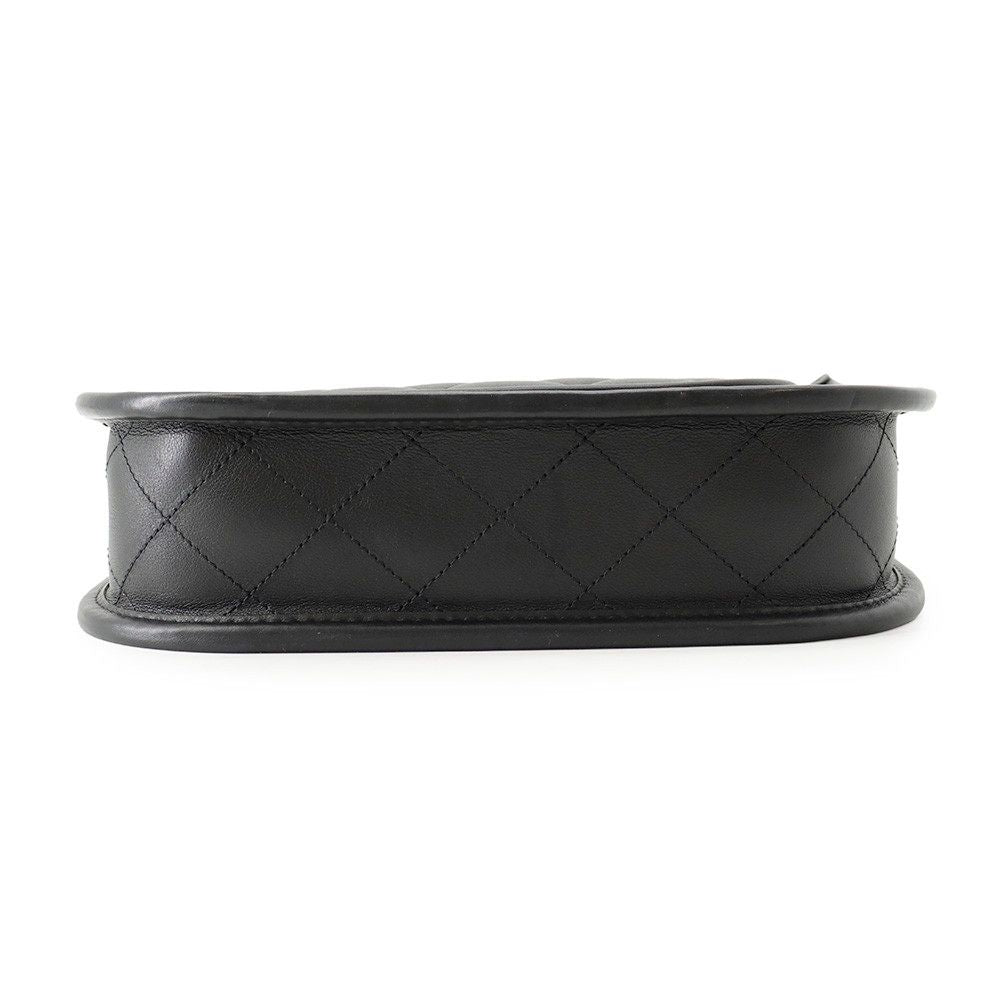 Chanel Chain Shoulder Bag Quilted CC Logo Hobo Calfskin Black — view 3
