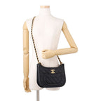 Chanel Chain Shoulder Bag Quilted CC Logo Hobo Calfskin Black — view 5