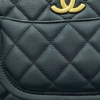 Chanel Chain Shoulder Bag Quilted CC Logo Hobo Calfskin Black — view 8