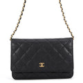 Chanel Chain Wallet Classic Quilted CC Logo Caviar Leather Black Shoulder Bag