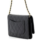 Chanel Chain Wallet Classic Quilted CC Logo Caviar Leather Black Shoulder Bag — view 2