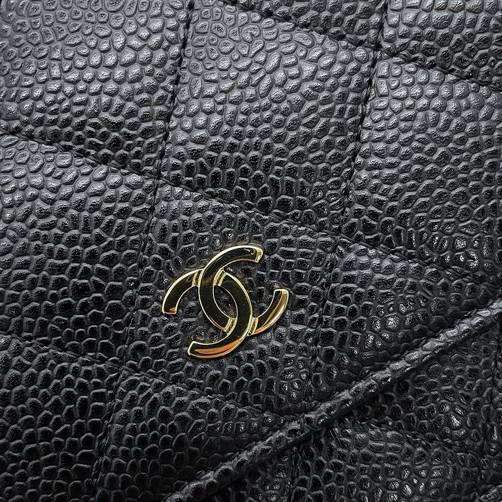 Chanel Chain Wallet Classic Quilted CC Logo Caviar Leather Black Shoulder Bag — view 8