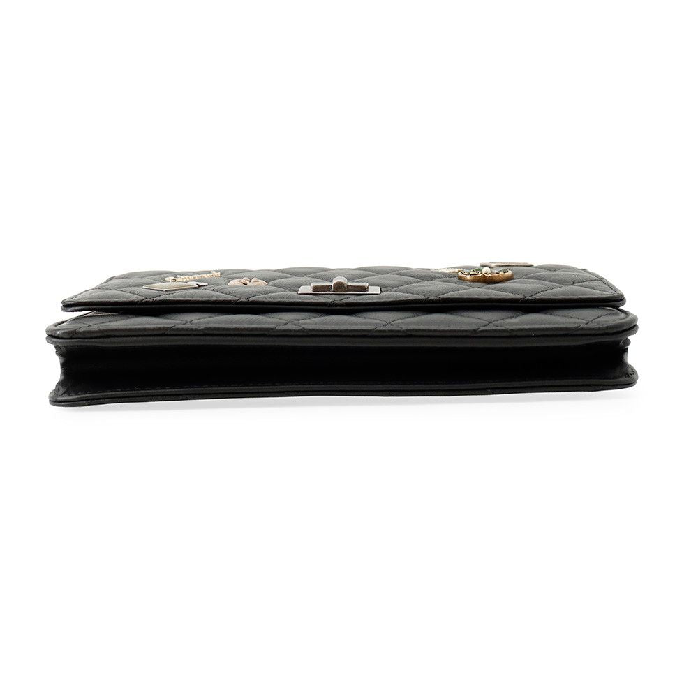 Chanel Chain Wallet 2.55 Key Charm Quilted CC Logo No 5 Camellia Clover Leather — view 3