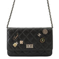 Chanel Chain Wallet 2.55 Key Charm Quilted CC Logo No 5 Camellia Clover Leather