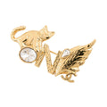 Chanel Brooch CC Logo Cat Feather Crystal