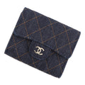 Chanel Trifold Wallet Quilted CC Logo Classic Small Flap Denim