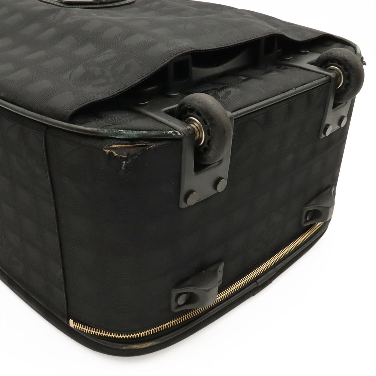 Chanel New Travel Line Bag Suitcase Carry Case Nylon Jacquard Black Gold — view 3