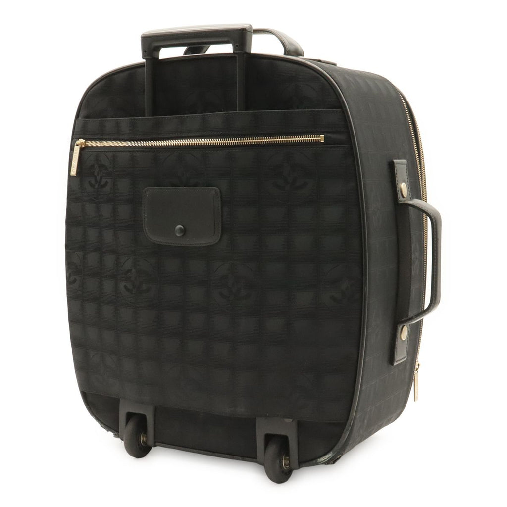Chanel New Travel Line Bag Suitcase Carry Case Nylon Jacquard Black Gold — view 2