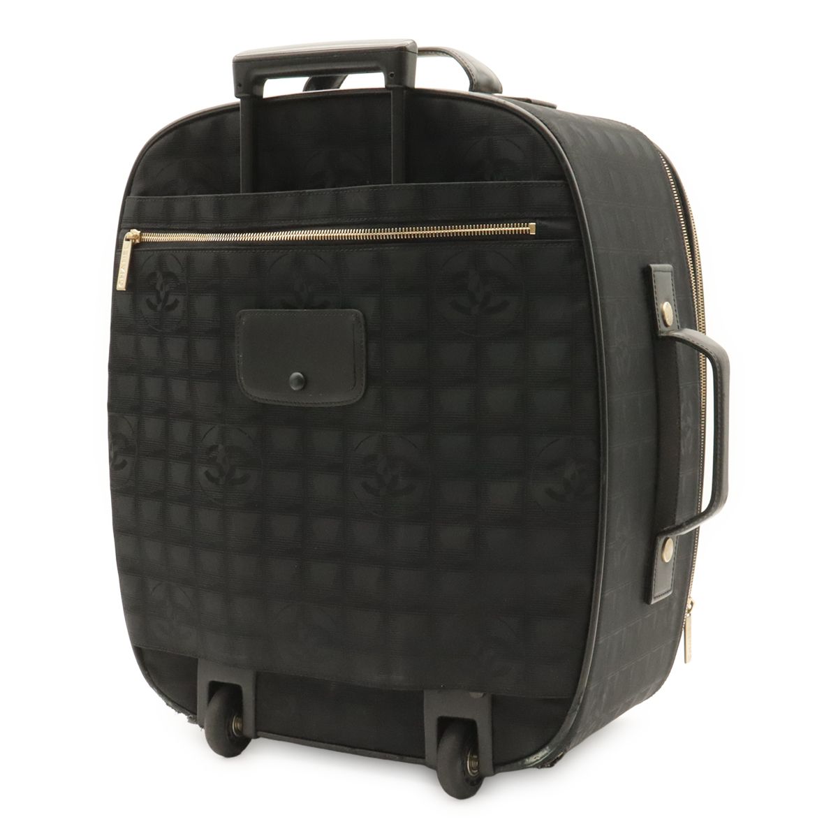 Chanel New Travel Line Bag Suitcase Carry Case Nylon Jacquard Black Gold — view 2