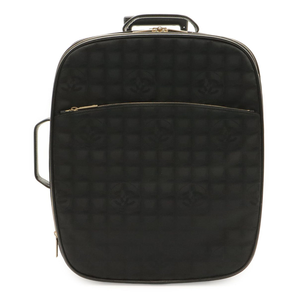 Chanel New Travel Line Bag Suitcase Carry Case Nylon Jacquard Black Gold