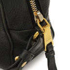 Prada Logo Vitello Daino Shoulder Bag Pochette Crossbody Leather Nero Black Gold — view 6