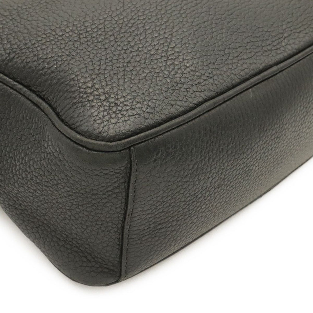 Prada Logo Vitello Daino Shoulder Bag Pochette Crossbody Leather Nero Black Gold — view 3
