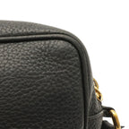 Prada Logo Vitello Daino Shoulder Bag Pochette Crossbody Leather Nero Black Gold — view 4