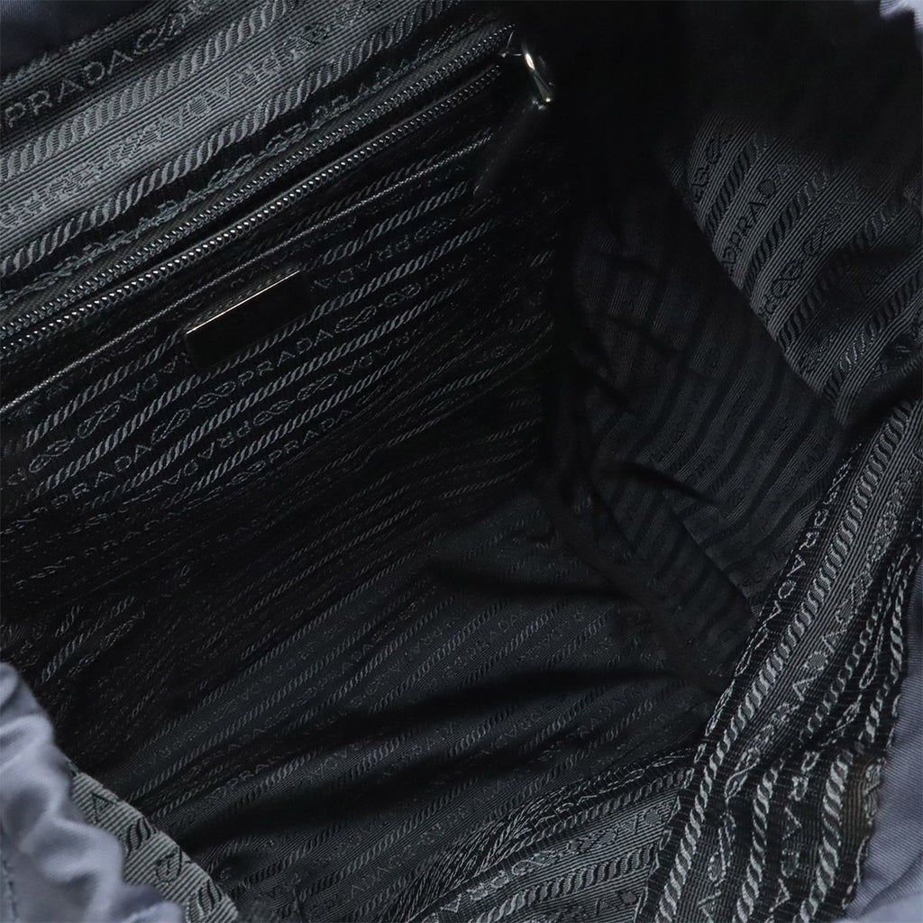 Prada Backpack Shoulder Bag Nylon Leather Blue Nero Black Silver — view 6