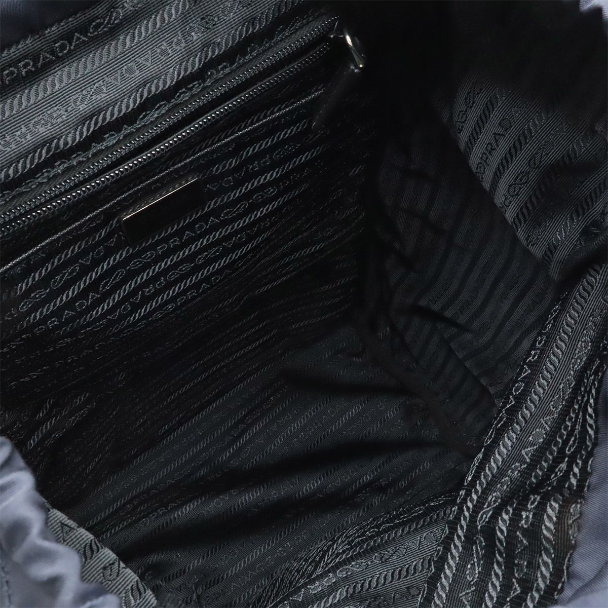 Prada Backpack Shoulder Bag Nylon Leather Blue Nero Black Silver — view 6