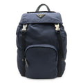 Prada Backpack Shoulder Bag Nylon Leather Blue Nero Black Silver