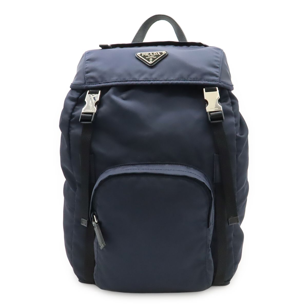 Prada Backpack Shoulder Bag Nylon Leather Blue Nero Black Silver