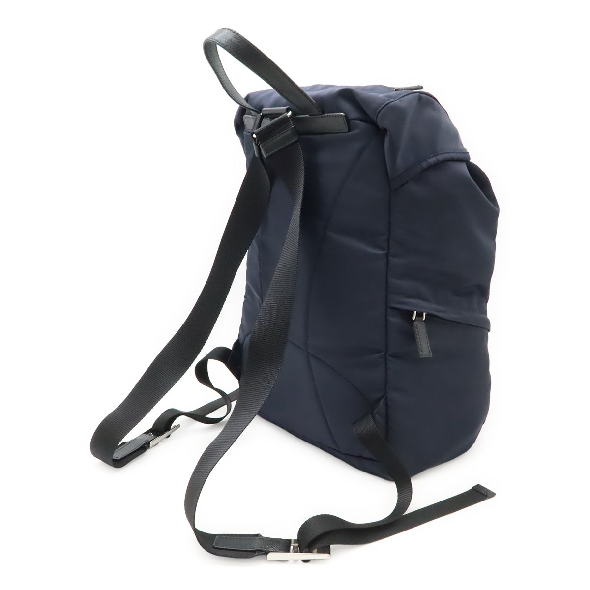 Prada Backpack Shoulder Bag Nylon Leather Blue Nero Black Silver — view 2