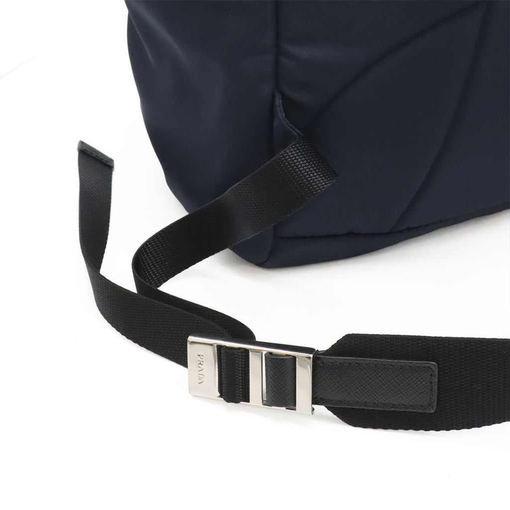 Prada Backpack Shoulder Bag Nylon Leather Blue Nero Black Silver — view 5