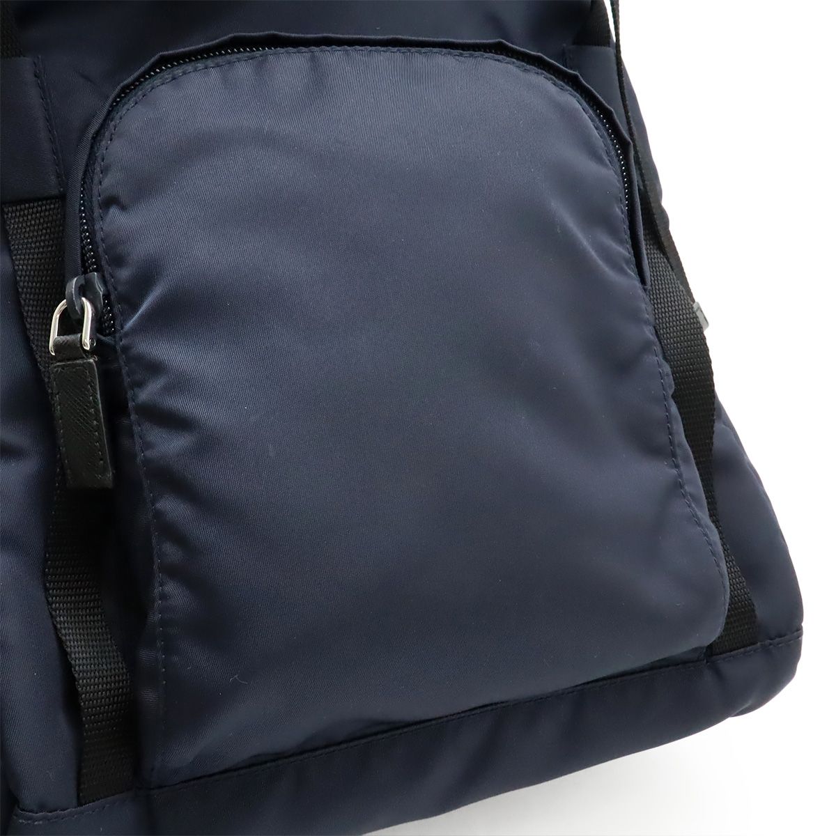 Prada Backpack Shoulder Bag Nylon Leather Blue Nero Black Silver — view 8