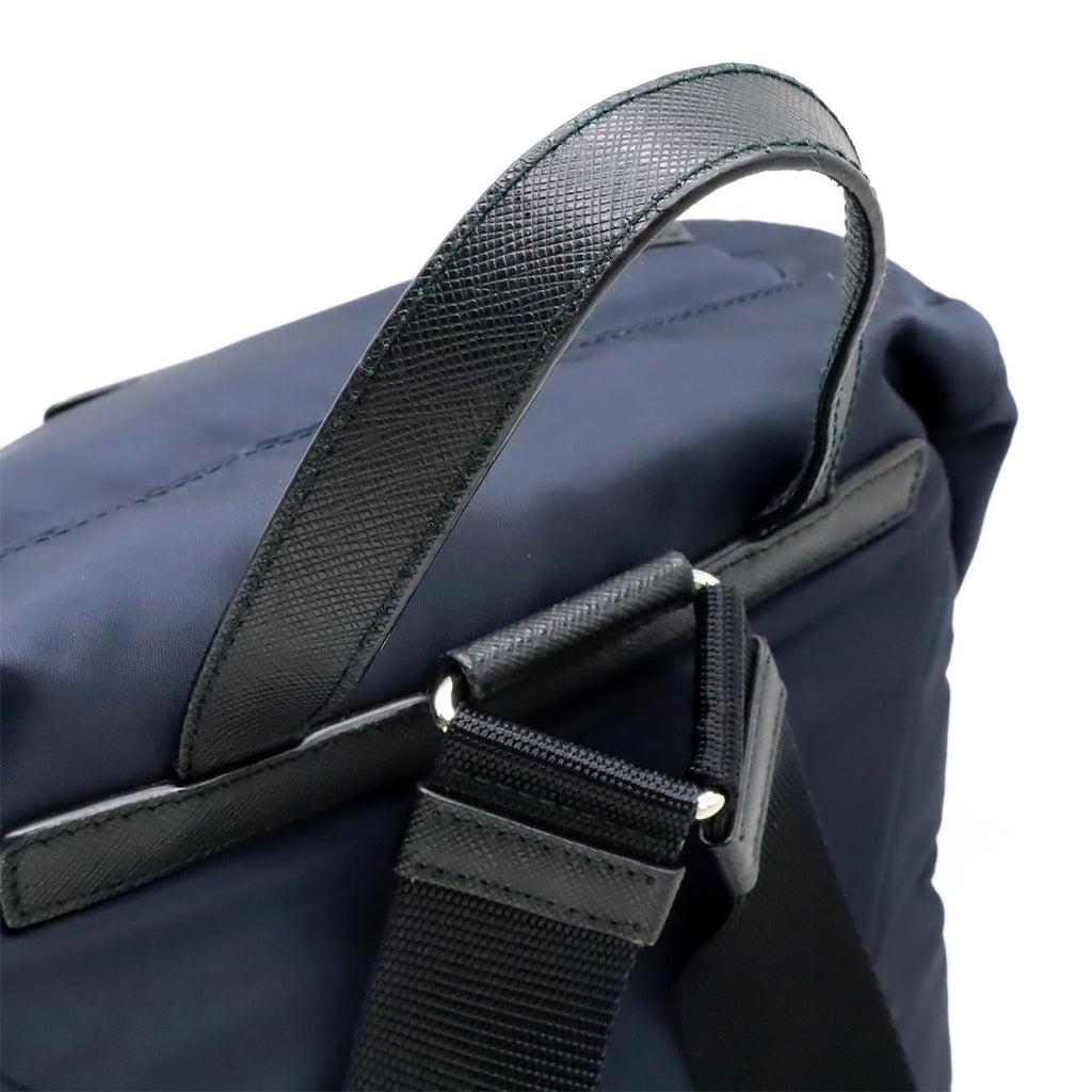 Prada Backpack Shoulder Bag Nylon Leather Blue Nero Black Silver — view 4