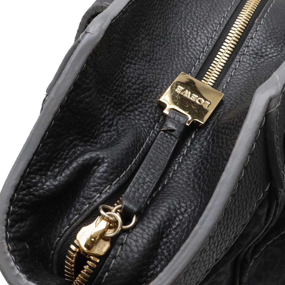 Loewe Repeat Anagram Tote Large Shoulder Bag Nylon Canvas Black — view 4