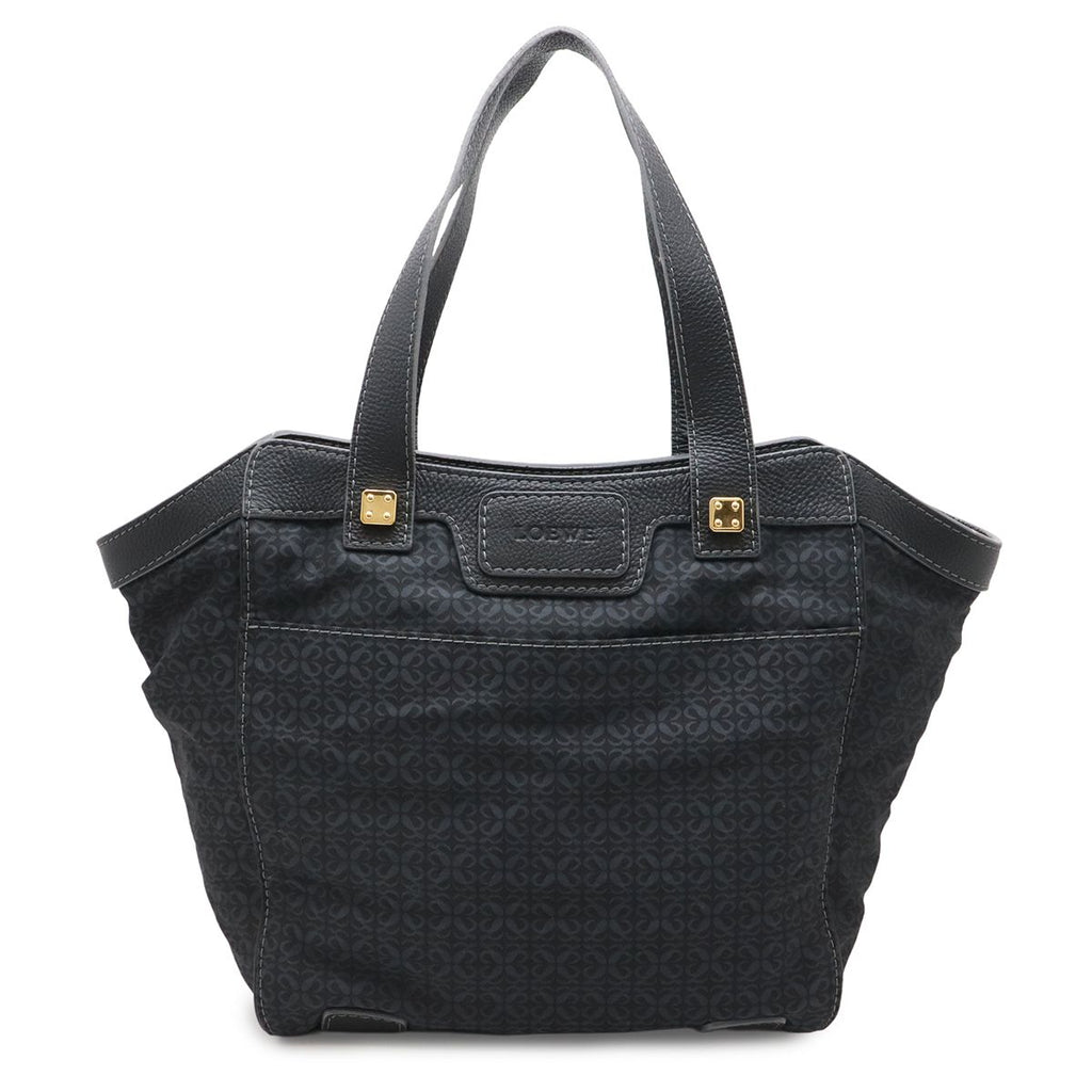 Loewe Repeat Anagram Tote Large Shoulder Bag Nylon Canvas Black