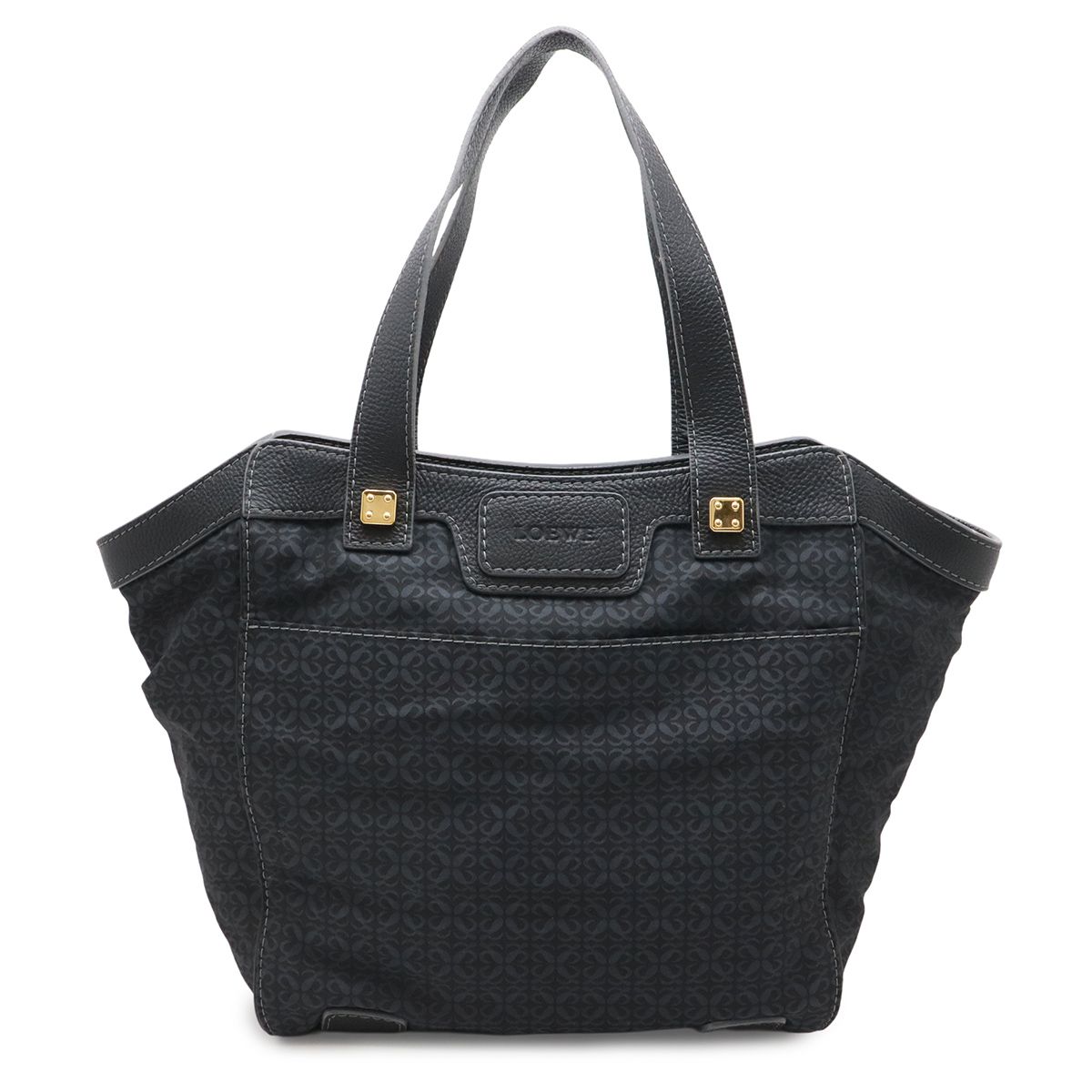 Loewe Repeat Anagram Tote Large Shoulder Bag Nylon Canvas Black