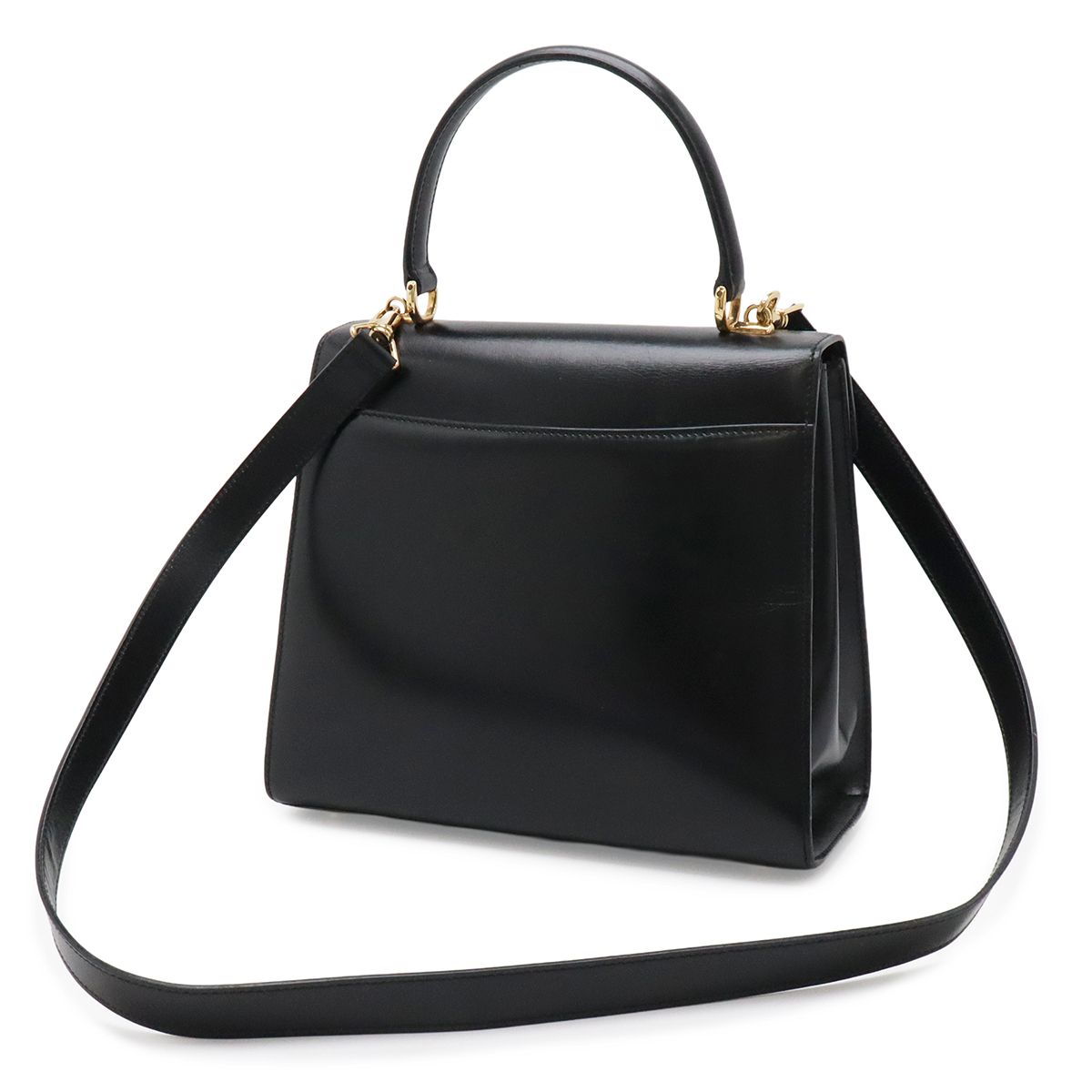 Gucci Ladylock Flap 2-Way Shoulder Bag Crossbody Leather Black Gold — view 2