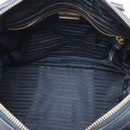 Prada Tote Shoulder Bag 2-Way Nylon Leather Navy Gold — view 7