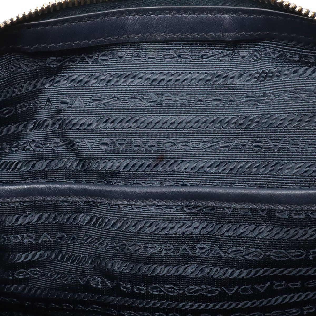 Prada Tote Shoulder Bag 2-Way Nylon Leather Navy Gold — view 8