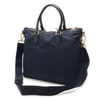 Prada Tote Shoulder Bag 2-Way Nylon Leather Navy Gold — view 2