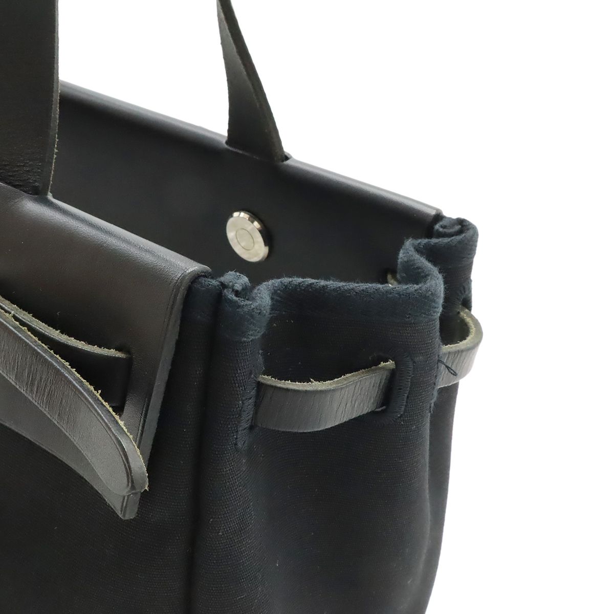 Hermes Herbag Cabas PM Tote Shoulder Bag Toile H GM Natural Black — view 4