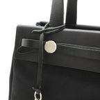 Hermes Herbag Cabas PM Tote Shoulder Bag Toile H GM Natural Black — view 7