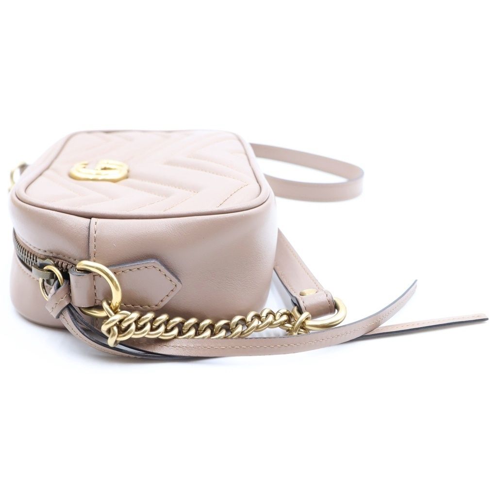 Gucci GG Marmont Mini Shoulder Bag Rose Pink Leather Gold — view 3