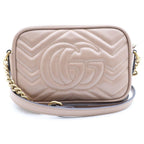 Gucci GG Marmont Mini Shoulder Bag Rose Pink Leather Gold — view 2