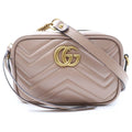 Gucci GG Marmont Mini Shoulder Bag Rose Pink Leather Gold