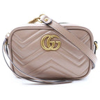 Gucci GG Marmont Mini Shoulder Bag Rose Pink Leather Gold