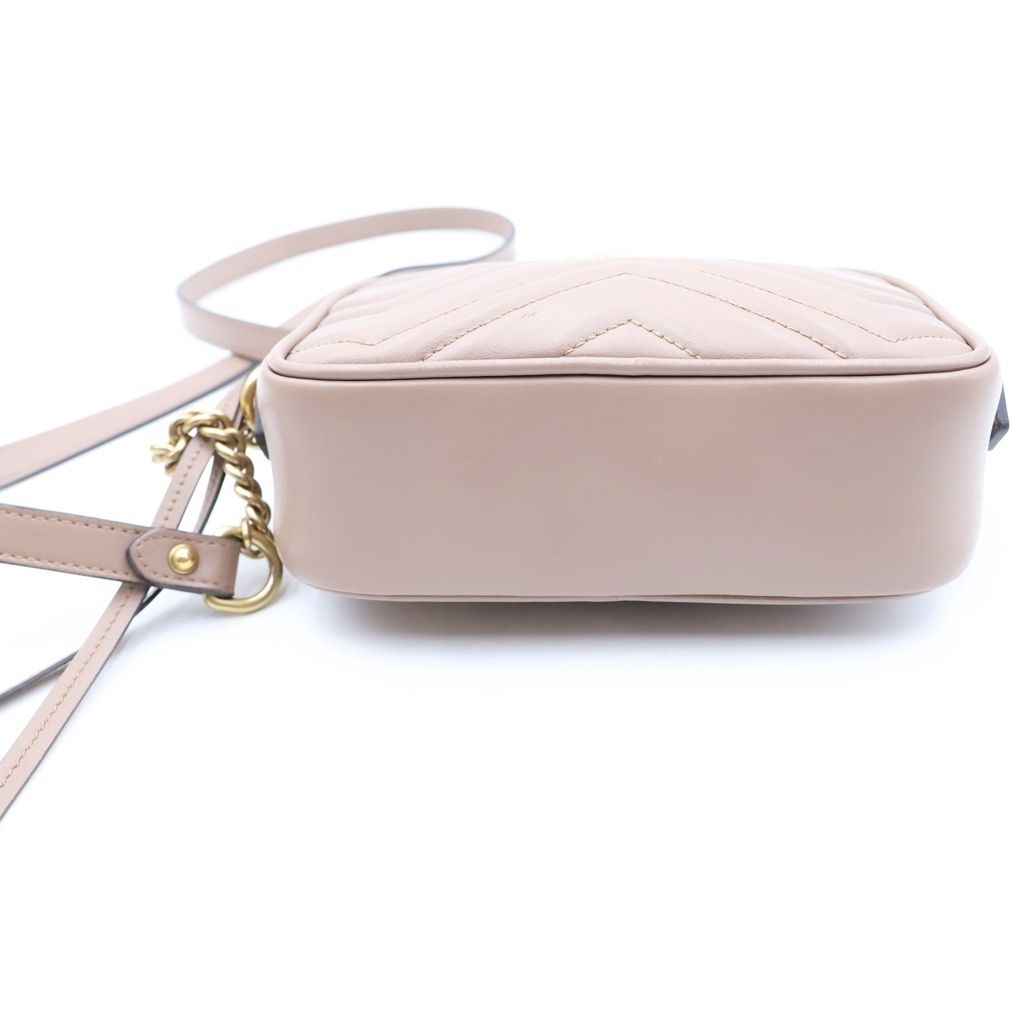 Gucci GG Marmont Mini Shoulder Bag Rose Pink Leather Gold — view 4