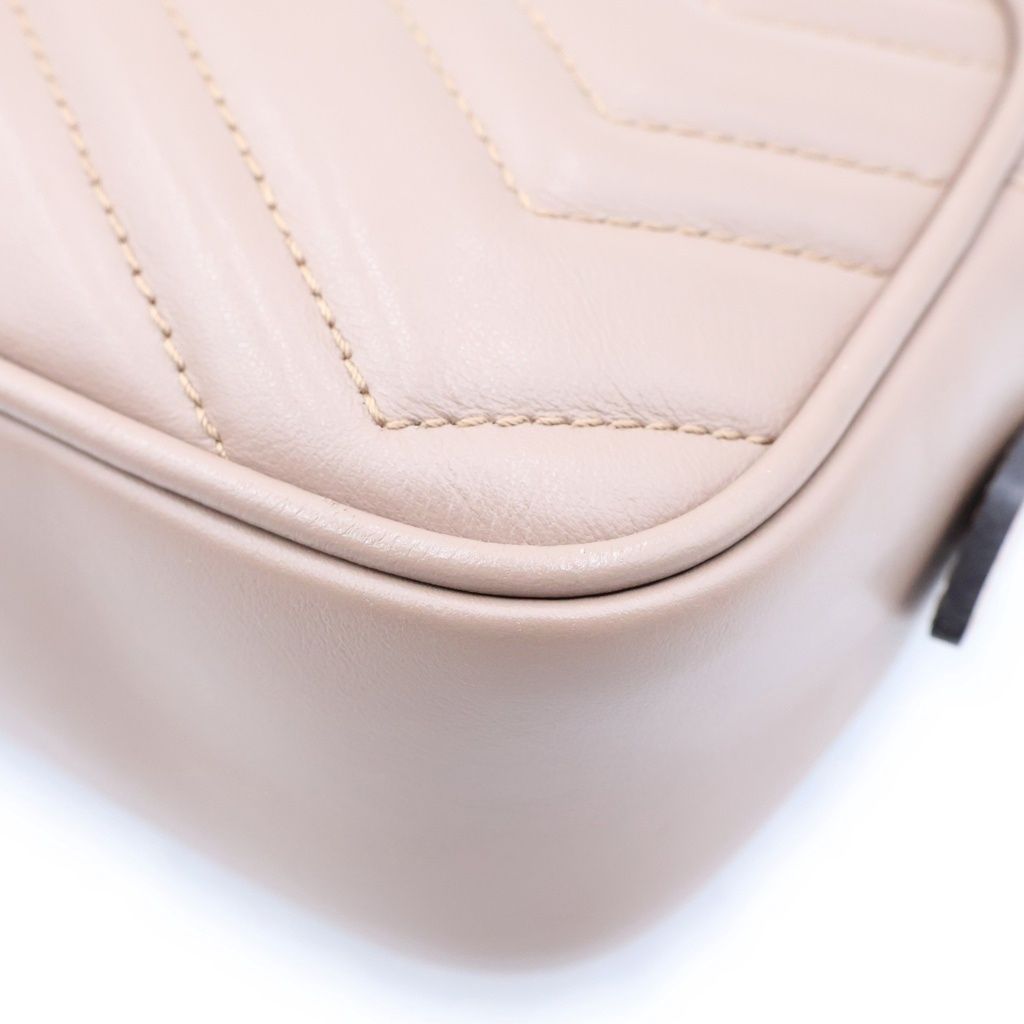 Gucci GG Marmont Mini Shoulder Bag Rose Pink Leather Gold — view 5